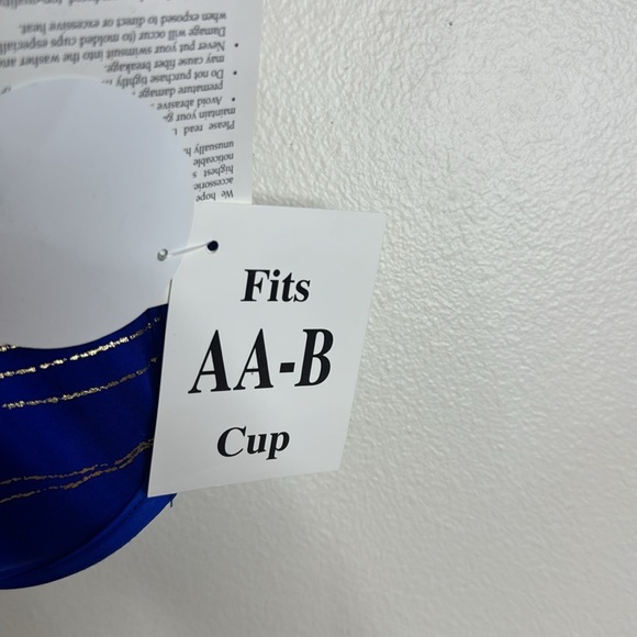 TARA GRINNA BLUE/TURQ/GOLD high waist bikini bottoms and padded top size 13 a/b - Picture 4 of 10